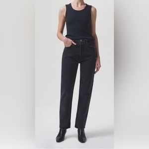 90'S PINCH WAIST HIGH RISE STRAIGHT IN BLACK TEA